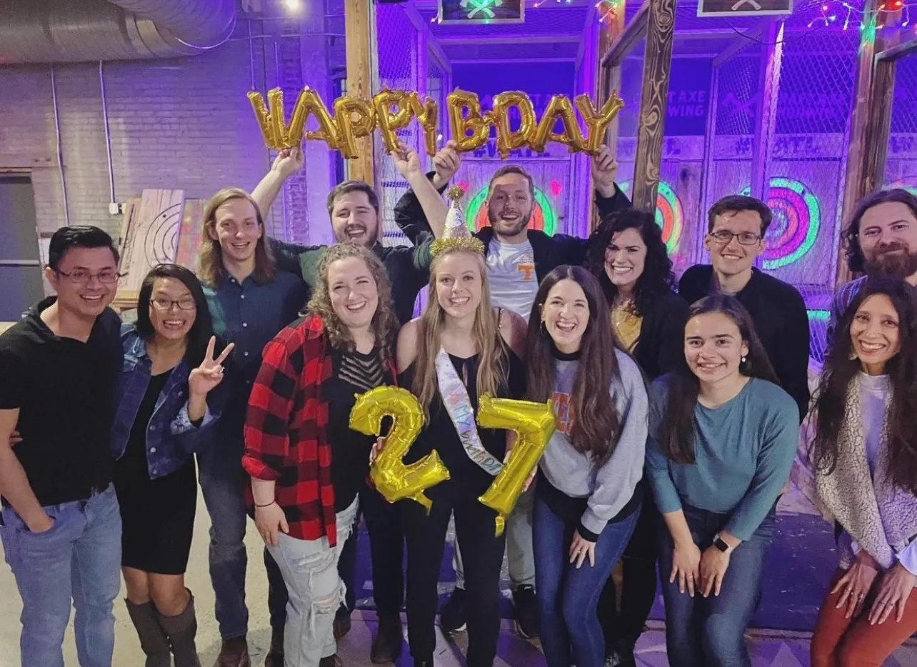 Birthday party group at Craft Axe Throwing