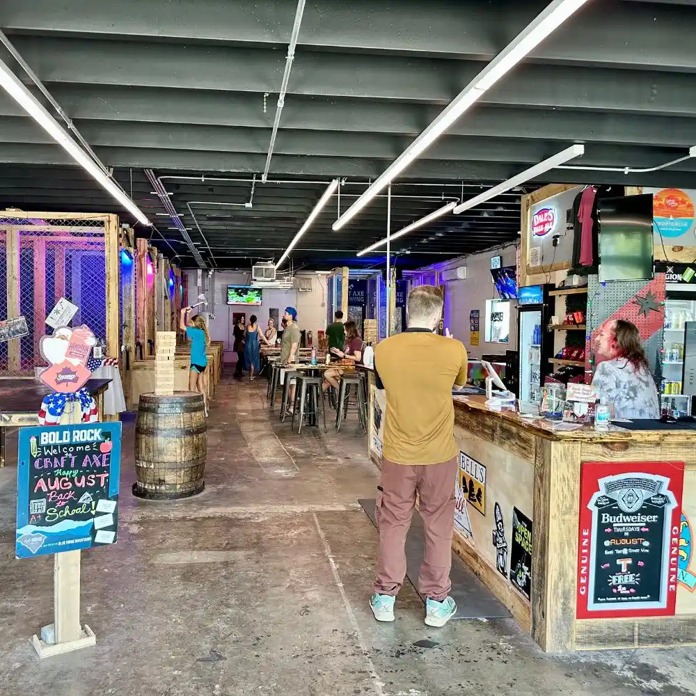 Inside Craft Axe Throwing in Fort Mill, SC — axe throwing lanes and bullseye targets